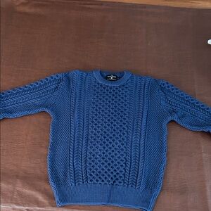 Classic Navy Cable Knit Crewneck Sweater